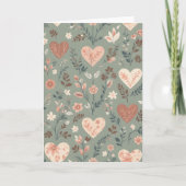 Botanical Hearts Romantic Floral Seamless Pattern  Karte (Vorderseite)
