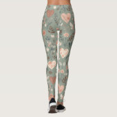 Botanical Hearts Romantic Floral Seamless Pattern  Leggings (Rückseite)