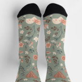 Botanical Hearts Romantic Floral Seamless Pattern  Socken (Oben)