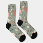 Botanical Hearts Romantic Floral Seamless Pattern Socken (Rechts)