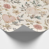 Botanical Hearts Romantic Floral Valentine Pattern Geschenkpapier (Ecke)