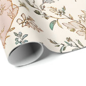 Botanical Hearts Romantic Floral Valentine Pattern Geschenkpapier (Rolleneckpunkt)