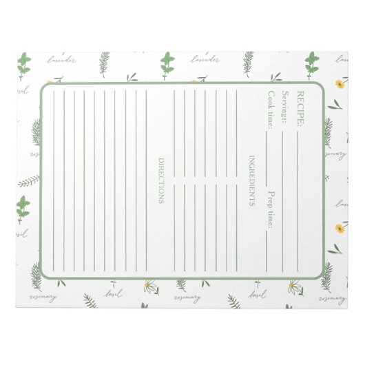 Botanical Herb Recipe Notizblock (Vorderseite)