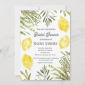 Botanical Herbs Lemons Watercolor Bridal Shower Einladung (Vorderseite)