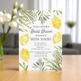 Botanical Herbs Lemons Watercolor Bridal Shower  Einladung