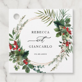 Botanical Holiday Greenery Red Berries Wedding Geschenkanhänger