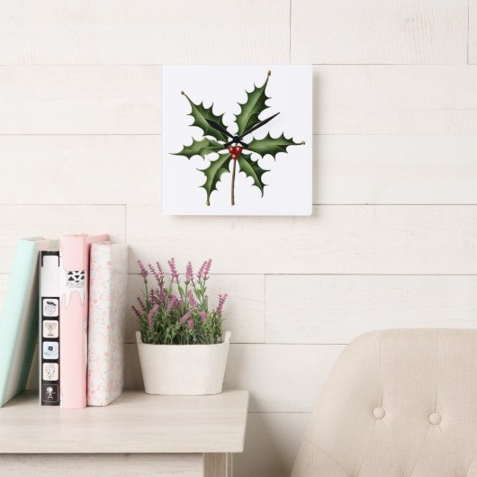 BOTANICAL HOLLY QUADRATISCHE WANDUHR (Lesesaal)