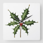 BOTANICAL HOLLY QUADRATISCHE WANDUHR (Vorderseite)