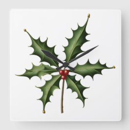 BOTANICAL HOLLY QUADRATISCHE WANDUHR