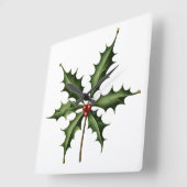 BOTANICAL HOLLY QUADRATISCHE WANDUHR (Winkel)