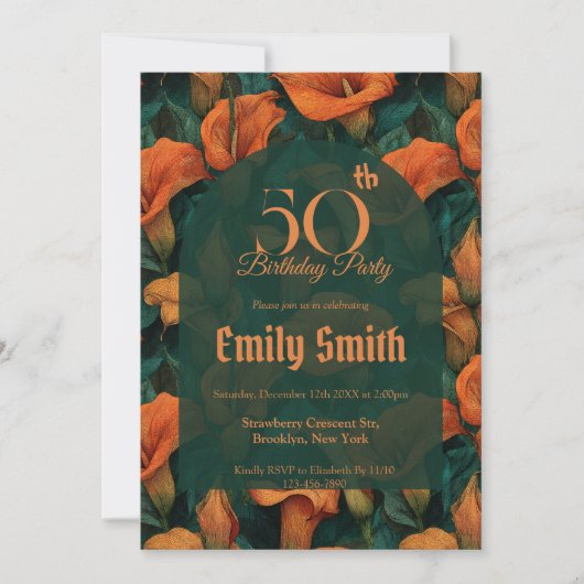 Botanical Inspired Call Lilies Fantasy Outdoor  Einladung (Vorderseite)