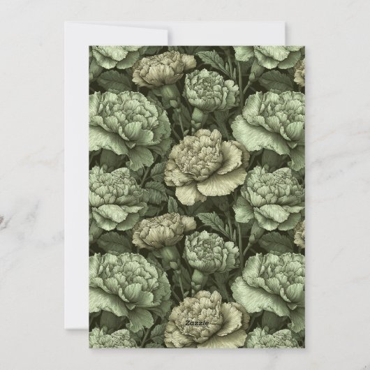 Botanical Inspired Carnation Accent Custom  Einladung (Rückseite)