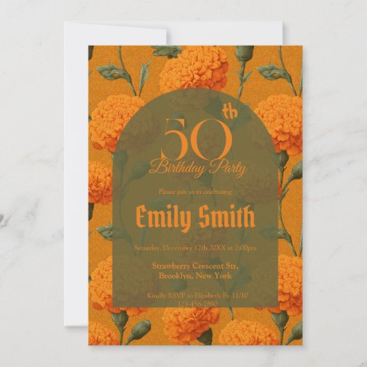 Botanical Inspired Carnation Fantasy Birthday Part Einladung (Vorderseite)