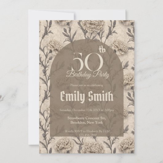 Botanical Inspired Carnation Fantasy Custom  Einladung (Vorderseite)