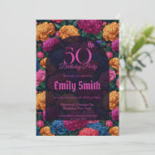 Botanical Inspired Carnation Floral Kids’ Birthday Einladung (Stehend Vorderseite)