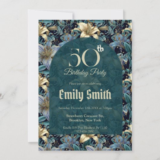 Botanical Inspired Lilies Floral Adult Birthday (Vorderseite)