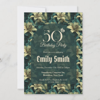 Botanical Inspired Lilies Luxury Birthday Event Einladung