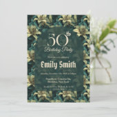 Botanical Inspired Lilies Luxury Birthday Event Einladung (Stehend Vorderseite)