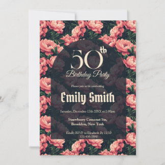 Botanical Inspired Peonies Accent Birthday  Einladung