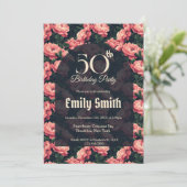 Botanical Inspired Peonies Accent Birthday  Einladung (Stehend Vorderseite)