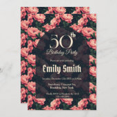 Botanical Inspired Peonies Accent Birthday  Einladung (Vorne/Hinten)