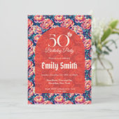Botanical Inspired Peonies Sparkle 80Th Birthday Einladung (Stehend Vorderseite)