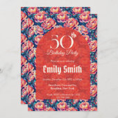 Botanical Inspired Peonies Sparkle 80Th Birthday Einladung (Vorne/Hinten)