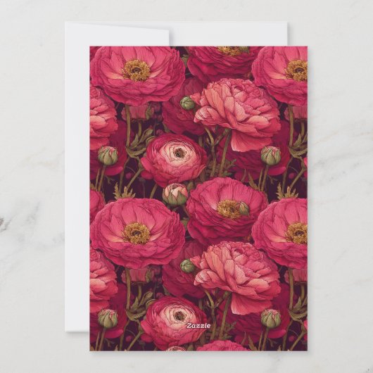 Botanical Inspired Ranunculus Sparkle Romantic  Einladung (Rückseite)