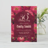 Botanical Inspired Ranunculus Sparkle Romantic  Einladung (Stehend Vorderseite)