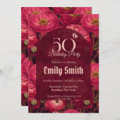 Botanical Inspired Ranunculus Sparkle Romantic  Einladung (Vorne/Hinten)