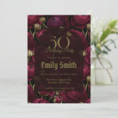 Botanical Inspired Ranunculus Themed 50Th Birthday Einladung (Stehend Vorderseite)