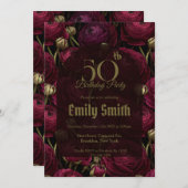 Botanical Inspired Ranunculus Themed 50Th Birthday Einladung (Vorne/Hinten)