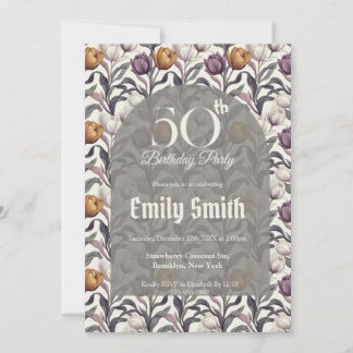 Botanical Inspired Tulip Accent Women Birthday Einladung