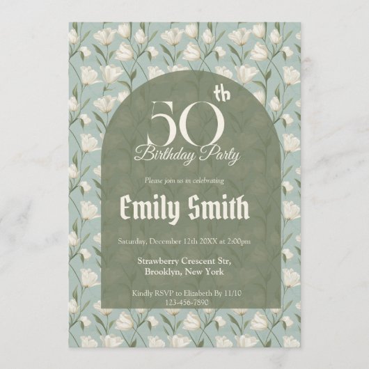 Botanical Inspired Tulip Luxury Birthday Einladung (Vorderseite)