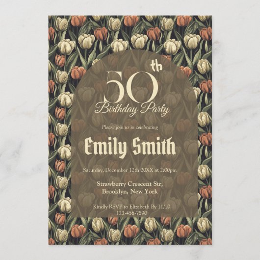 Botanical Inspired Tulip Petal Party Einladung (Vorderseite)