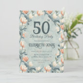 Botanical Inspired Tulip Themed Custom Birthday Einladung (Stehend Vorderseite)