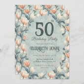 Botanical Inspired Tulip Themed Custom Birthday Einladung (Vorne/Hinten)