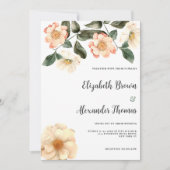 Botanical ivory pink coral green floral wedding einladung (Vorderseite)