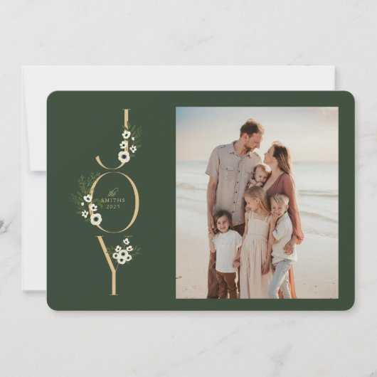 Botanical JOY Christmas Card Feiertagskarte (Vorderseite)