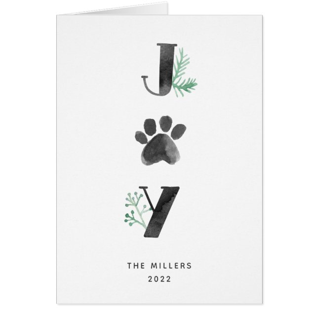 Botanical Joy Paw Print | Pet Holiday Faltkarte (Vorne)