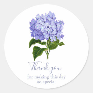 Botanical Lavender Hydrangea Script Vielen Dank Runder Aufkleber