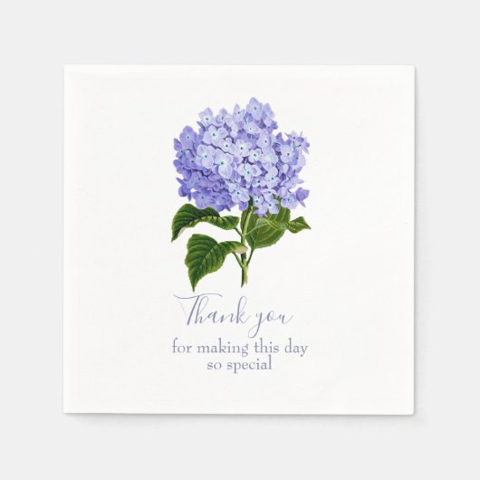 Botanical Lavender Hydrangea Script Vielen Dank Serviette (Vorderseite)