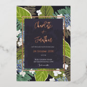 Botanical Leaf and Hydrangea Petals Save The Date Folieneinladung (Vorderseite)