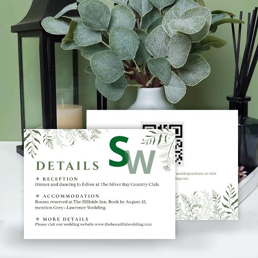 Botanical Leafy Wedding Enclosure Card Begleitkarte