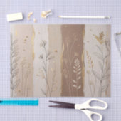 Botanical Leaves and Flowers Beige and Brown Seidenpapier (Handwerk)