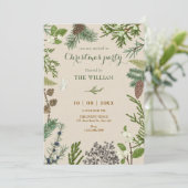 Botanical leaves christmas einladung (Stehend Vorderseite)