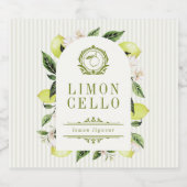 Botanical Lemon Frame Limoncello  Alkoholflaschenetikett (Einzelnes Label)
