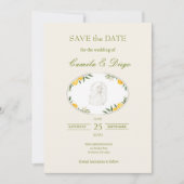 Botanical Lemon Olive Wedding Save the Date (Vorderseite)