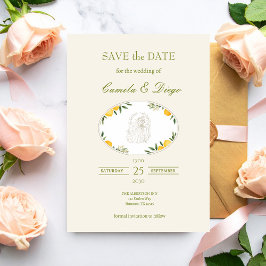 Botanical Lemon Olive Wedding Save the Date