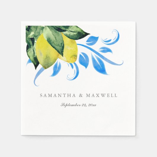 Botanical Lemon Wedding Table Decor Serviette (Vorderseite)